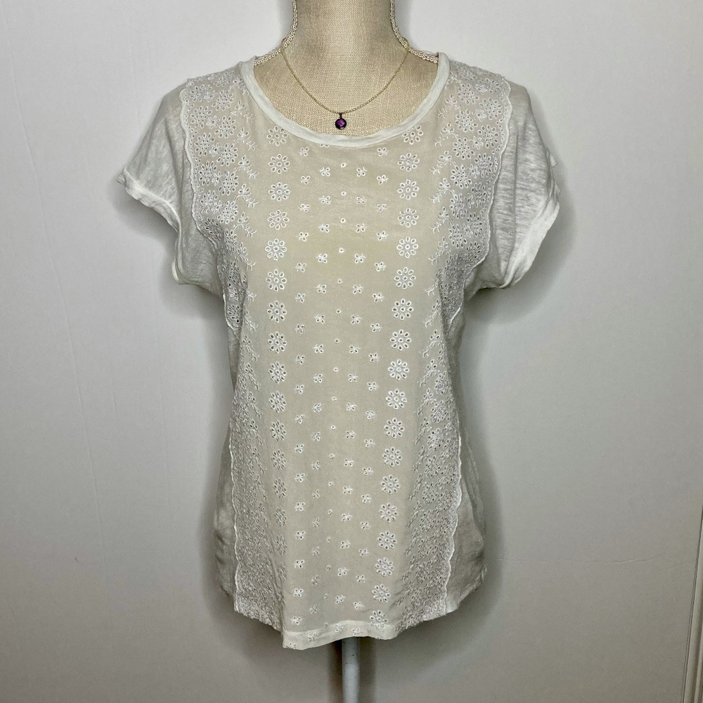 J Crew silk linen eyelet blouse